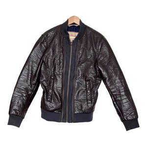 Zara Faux Leather Pebbled Bomber Jacket